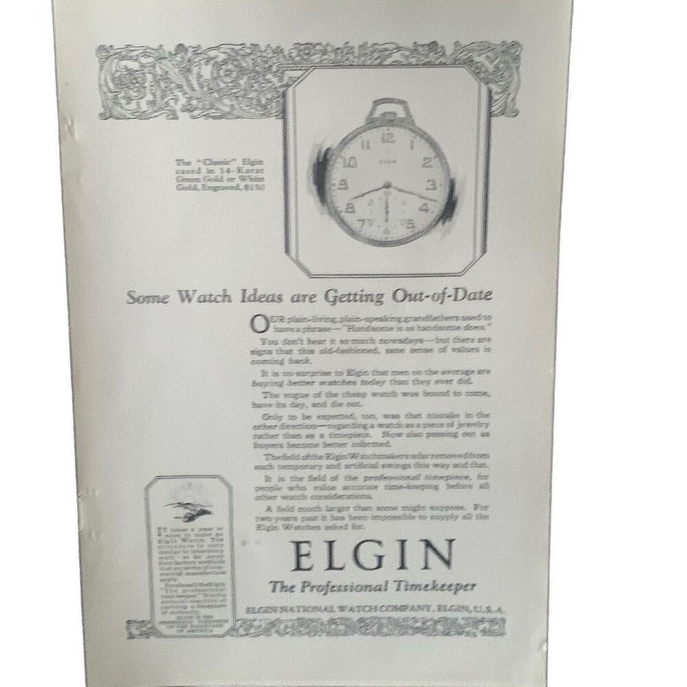 Vintage 1923 Elgin Some Ideas are Getting Out of Date Ad Advertisement